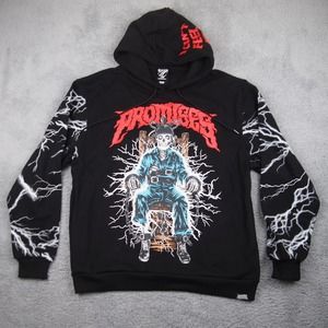 Broken‎ Promises Hoodie Sweater Adult Sz Medium NWOT Black Skull Print Pullover
